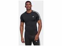 T-Shirt ADIDAS PERFORMANCE "TECHFIT 3-STREIFEN TRAINING" Gr. XL, schwarz (black)