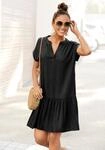 s.Oliver Blusenkleid "mit Volant am Rock" Ohne Taschen luftiges Tunikakleid,