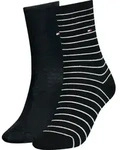 Socken TOMMY HILFIGER "TH WOMEN SOCK 2P SMALL STRIPE", Damen, Gr. 35-38, schwarz,