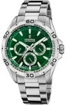 Multifunktionsuhr FESTINA, silber (silberfarben, gr&uuml;n, silberfarben), Armbanduhren,