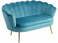 2-Sitzer SALESFEVER "Clam" Sofas Gr. B/H/T: 136 cm x 78 cm x 76 cm, Samtvelours, blau