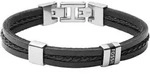 Armband FOSSIL "Schmuck Geschenk Edelstahl Leder VINTAGE CASUAL", schwarz