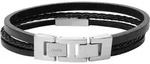 Armband FOSSIL "Schmuck Geschenk Edelstahl Leder VINTAGE CASUAL", schwarz