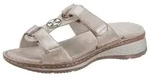 Pantolette ARA "HAWAII", Damen, Gr. 37, beige (sand metallic), Veloursleder, Schuhe