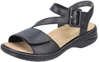 Sandale RIEKER, Damen, Gr. 36, schwarz, Leder, Schuhe Sandale, Sommerschuh,