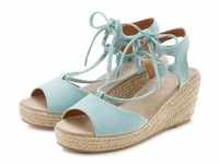 Keilsandalette LASCANA Gr. 41, blau (eisblau) Damen Schuhe Schnürsandalen