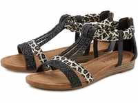 Sandale LASCANA Gr. 36, schwarz (schwarz, leo) Damen Schuhe Lascana Sandalette,
