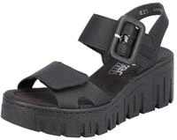 Keilsandalette RIEKER, Damen, Gr. 36, schwarz, Lederimitat, Schuhe, Sommerschuh,