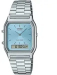 Chronograph CASIO VINTAGE, silber (silberfarben, hellblau), Armbanduhren, Damen,