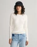 Gant Strickpullover "STRETCH COTTON CABLE C-NECK" mit Logostickerei auf der Brust