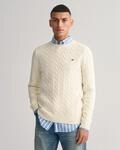 Gant Strickpullover "COTTON CABLE C-NECK" mit Wappen-Logostickerei auf der Brust