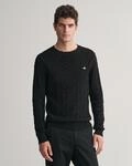 Gant Strickpullover "COTTON CABLE C-NECK" mit Wappen-Logostickerei auf der Brust
