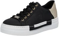 Plateausneaker RIEKER, Damen, Gr. 35, schwarz (schwarz, goldfarben), Lederimitat,