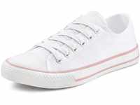 Sneaker LASCANA Gr. 36, weiß (weiß, rosé) Damen Schuhe Skaterschuh...