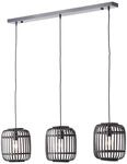 BRILLIANT Pendelleuchte "Woodrow", schwarz (holz dunkel, schwarz), 3, H: 125cm, 1