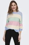 Strickpullover ONLY "ONLATIA L/S STRIPE PULLOVER KNT NOOS", Damen, Gr. M, blau
