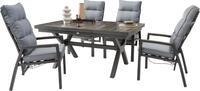 Destiny Garten-Essgruppe "GARDA 4 HL + Ausziehtisch 160/210x100cm, anthrazit" Set, 9