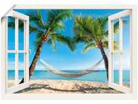 Wandbild ARTLAND "Fensterblick Palmenstrand Karibik" Bilder Gr. B/H: 130 cm x...