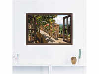 Wandbild ARTLAND "Fensterblick Rosen auf Balkon Toskana" Bilder Gr. B/H: 130 cm...