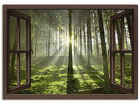 Leinwandbild ARTLAND "Fensterblick - Wald im Gegenlicht, braun" Bilder Gr. B/H:...