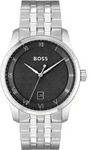 Quarzuhr BOSS "PRINCIPLE", silber (silberfarben, schwarz), Armbanduhren, Herren,