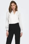 ONLY Blusenshirt "ONLMETTE V-NECK LS SMOCK TOP NOOS WVN" Kunstfaser, regular fit