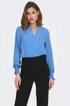 ONLY Blusenshirt "ONLMETTE V-NECK LS SMOCK TOP NOOS WVN" Kunstfaser, regular fit