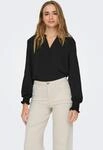ONLY Blusenshirt "ONLMETTE V-NECK LS SMOCK TOP NOOS WVN" Kunstfaser, regular fit