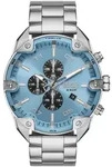 Chronograph DIESEL "SPIKED", silber (silberfarben, hellblau), Armbanduhren, Herren,