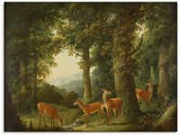 Leinwandbild ARTLAND "Waldlandschaft mit Rotwild. Um 1760/70" Bilder Gr. B/H:...