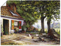 Wandbild ARTLAND "Hühner auf dem Hof" Bilder Gr. B/H: 120 cm x 90 cm, Poster...