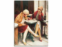 Wandbild ARTLAND "Cafe II" Bilder Gr. B/H: 45 cm x 60 cm, Leinwandbild Frau