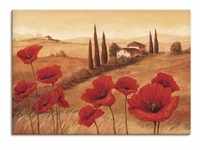 Wandbild ARTLAND "Mohnblumen in der Toskana" Bilder Gr. B/H: 100 cm x 70 cm,