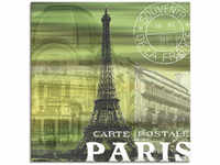 Artland Leinwandbild "Paris Collage - grün", Gebäude, (1 St.), auf Keilrahmen