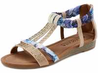 Sandale LASCANA Gr. 36, blau (beige, blau) Damen Schuhe Keilsandaletten Sandalette,