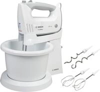 BOSCH Handmixer "ErgoMixx MFQ36460, Edelst. Besen/Knethaken, St&auml;nder, Sch&uuml;ssel,