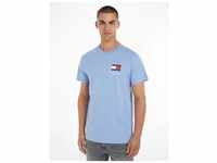 T-Shirt TOMMY JEANS "TJM SLIM ESSENTIAL FLAG TEE EXT" Gr. S, blau (moderate...