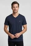 T-Shirt GANT "SLIM SHIELD V-NECK T-SHIRT", Herren, Gr. S, blau (evening blau),