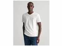 T-Shirt GANT "SLIM SHIELD V-NECK T-SHIRT" Gr. S, weiß (white) Herren Shirts T-Shirts