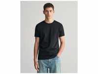 T-Shirt GANT "CONTRAST LOGO SS T-SHIRT" Gr. S, schwarz (black) Herren Shirts...