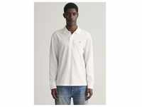 Poloshirt GANT "REG SHIELD LS PIQUE RUGGER" Gr. S, weiß (white) Herren Shirts