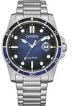 Solaruhr CITIZEN, silber (silberfarben, dunkelblau), Armbanduhren, Herren,