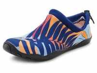 Badeschuh LASCANA Gr. 37, blau (blau, orange) Damen Schuhe Wasserschuh Slipper