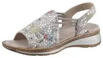 Riemchensandale ARA "HAWAII", Damen, Gr. 36, bunt (taupe multi), Veloursleder, Schuhe