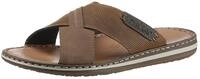 Pantolette RIEKER, Herren, Gr. 40, braun (nussbraun, taupe), Leder, Lederimitat,