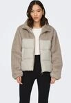ONLY Steppjacke "ONLWANJA &ndash; Jacke mit Pl&uuml;schdetails und hohem Kragen" Materialmix
