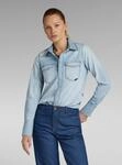 Langarmshirt G-STAR "Slim Western Hemd", Damen, Gr. XXS, sun faded blau mist,