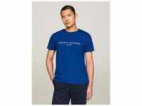 T-Shirt TOMMY HILFIGER "TOMMY LOGO TEE" Gr. S, blau (anchor blue) Herren Shirts
