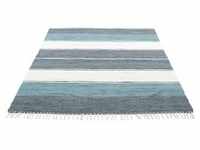 Teppich THEKO "Stripe Cotton" Teppiche Gr. B/L: 160 cm x 230 cm, 5 mm, 1 St., blau