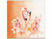 Wandbild ARTLAND "Orange Flamingo in Love- Illustration" Bilder Gr. B/H: 70 cm...